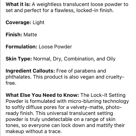 KVD BEAUTY Lock-It Setting Powder - Translucent - Picture 2 of 3